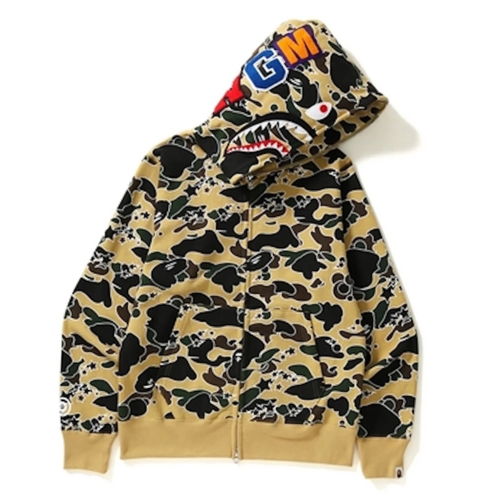 Babe Sta Camo Shark Full Zip Hoodie, Yellow